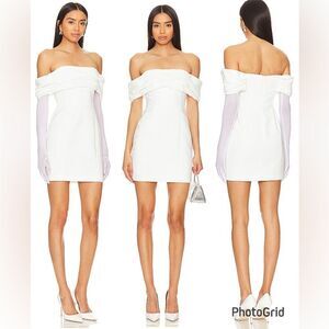 NEW Amanda Uprichard Jania Strapless Removable Glove Mini Dress Ivory XS